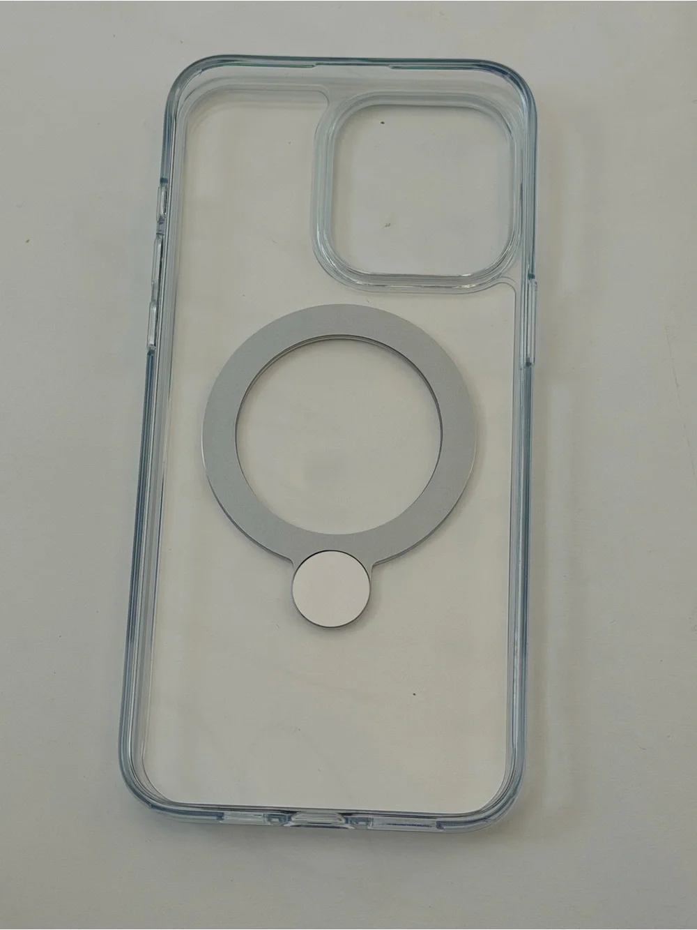 iPhone 15 pro Max case Clear Phone Case with Silver Magnetic Ring